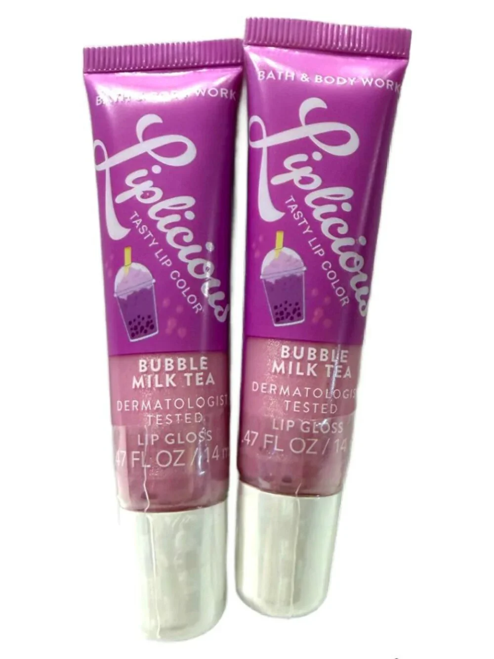 Bath & Body Works BUBBLE MILK TEA Liplicious Lip Gloss 0.47 ml Each NEW Lot of 2